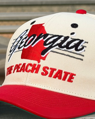 Georgia Snapback - The Sanford (Cream/Red) - Shells Vintage Hat Co.