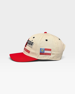 Georgia Snapback - The Sanford (Cream/Red) - Shells Vintage Hat Co.