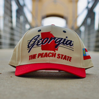 Georgia Snapback - The Sanford (Cream/Red) - Shells Vintage Hat Co.