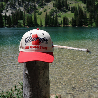 Georgia Snapback - The Sanford (Cream/Red) - Shells Vintage Hat Co.