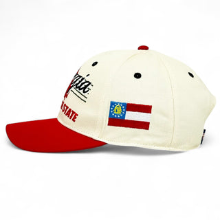 Georgia Snapback - The Sanford (Cream/Red) - Shells Vintage Hat Co.