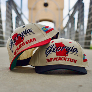 Georgia Snapback - The Sanford (Cream/Red) - Shells Vintage Hat Co.