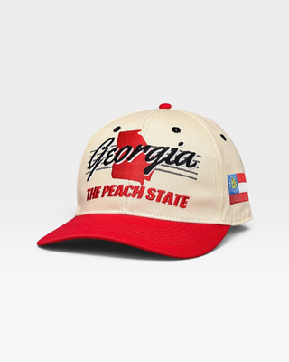 Georgia Snapback - The Sanford (Cream/Red) - Shells Vintage Hat Co.