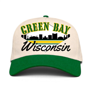 Green Bay Snapback - The Lambeau (Cream/Green) - Shells Vintage Hat Co.