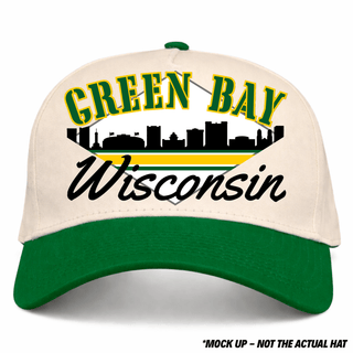 Green Bay Snapback - The Lambeau (Cream/Green) - Shells Vintage Hat Co.