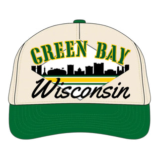 Green Bay Snapback - The Lambeau (Cream/Green) - Shells Vintage Hat Co.