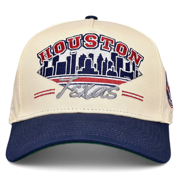 Houston Snapback - The Texan (Cream/Navy) - Shells Vintage Hat Co.