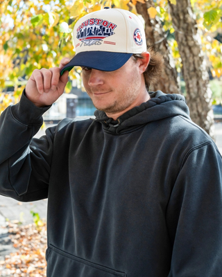 Houston Snapback - The Texan (Cream/Navy) - Shells Vintage Hat Co.