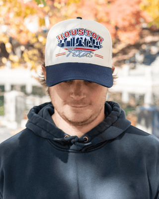 Houston Snapback - The Texan (Cream/Navy) - Shells Vintage Hat Co.