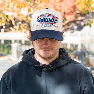 Houston Snapback - The Texan (Cream/Navy) - Shells Vintage Hat Co.