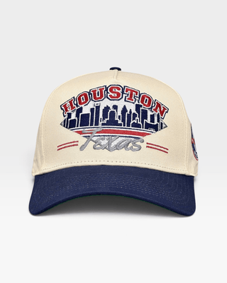 Houston Snapback - The Texan (Cream/Navy) - Shells Vintage Hat Co.