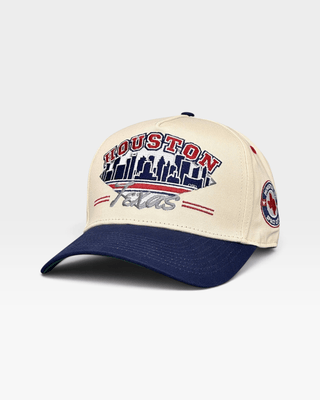 Houston Snapback - The Texan (Cream/Navy) - Shells Vintage Hat Co.
