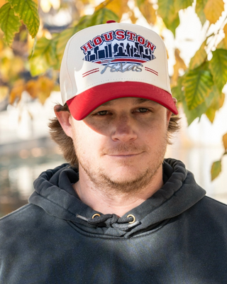 Houston Snapback - The Texan (Cream/Red) - Shells Vintage Hat Co.