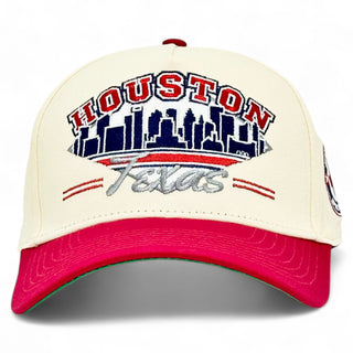 Houston Snapback - The Texan (Cream/Red) - Shells Vintage Hat Co.