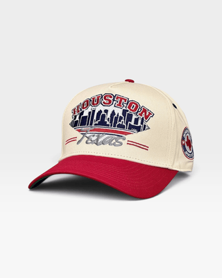 Houston Snapback - The Texan (Cream/Red) - Shells Vintage Hat Co.