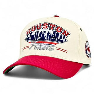 Houston Snapback - The Texan (Cream/Red) - Shells Vintage Hat Co.