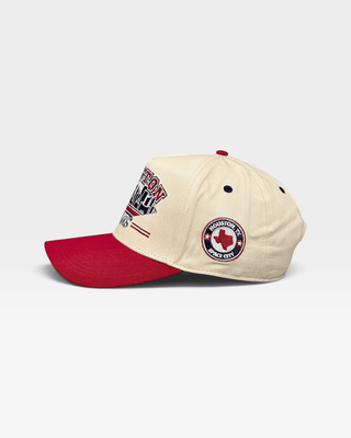 Houston Snapback - The Texan (Cream/Red) - Shells Vintage Hat Co.