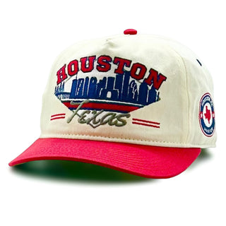 Houston Snapback - The Texan (Cream/Red) - Shells Vintage Hat Co.
