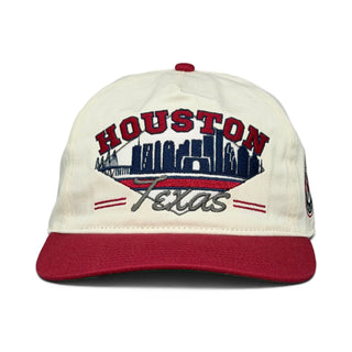 Houston Snapback - The Texan Cream/Red (Version 1) - Shells Vintage Hat Co.