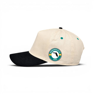 Jacksonville Snapback - The Jag (Cream/Black) - Shells Vintage Hat Co.