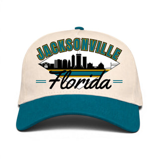 Jacksonville Snapback - The Jag (Cream/Teal) - Shells Vintage Hat Co.