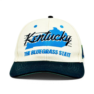 Kentucky Snapback - The Rupp features a baseball cap with Kentucky's outline and The Bluegrass State, celebrating Kentucky's basketball legacy.