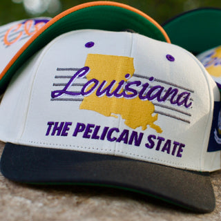 Louisiana Snapback - The Honey Badger (Cream/Black) - Shells Vintage Hat Co.