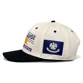 Louisiana Snapback - The Honey Badger (Cream/Black) - Shells Vintage Hat Co.