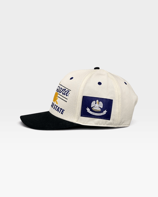 Louisiana Snapback - The Honey Badger (Cream/Black) - Shells Vintage Hat Co.