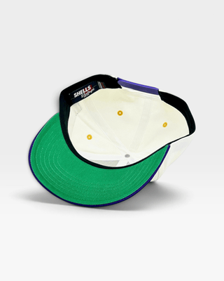 Louisiana Snapback - The Honey Badger (Cream/Purple) - Shells Vintage Hat Co.
