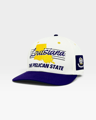 Louisiana Snapback - The Honey Badger (Cream/Purple) - Shells Vintage Hat Co.