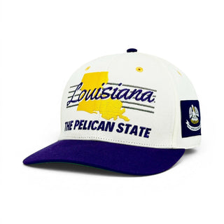 Louisiana Snapback - The Honey Badger (Cream/Purple) - Shells Vintage Hat Co.