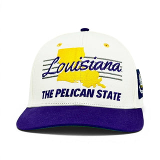 Louisiana Snapback - The Honey Badger (Cream/Purple) - Shells Vintage Hat Co.