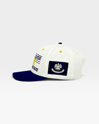 Louisiana Snapback - The Honey Badger (Cream/Purple) - Shells Vintage Hat Co.