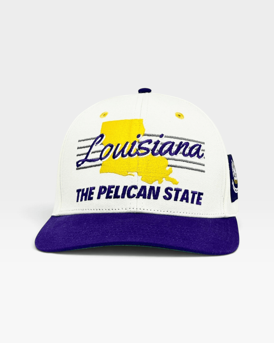 Louisiana Snapback - The Honey Badger (Cream/Purple) - Shells Vintage Hat Co.