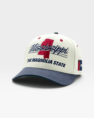Mississippi Snapback - The Magnolia (Cream/Navy) - Shells Vintage Hat Co.