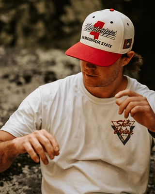 Mississippi Snapback - The Magnolia (Cream/Red) - Shells Vintage Hat Co.