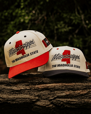 Mississippi Snapback - The Magnolia (Cream/Red) - Shells Vintage Hat Co.