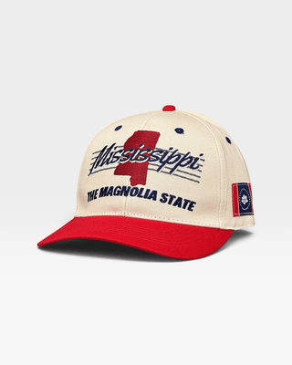 Mississippi Snapback - The Magnolia (Cream/Red) - Shells Vintage Hat Co.