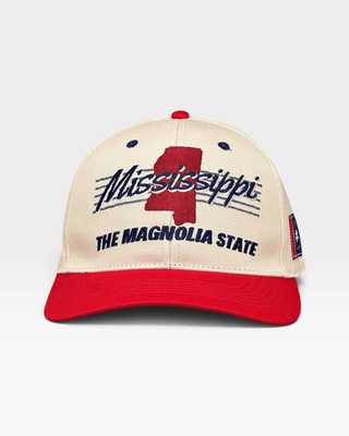 Mississippi Snapback - The Magnolia (Cream/Red) - Shells Vintage Hat Co.