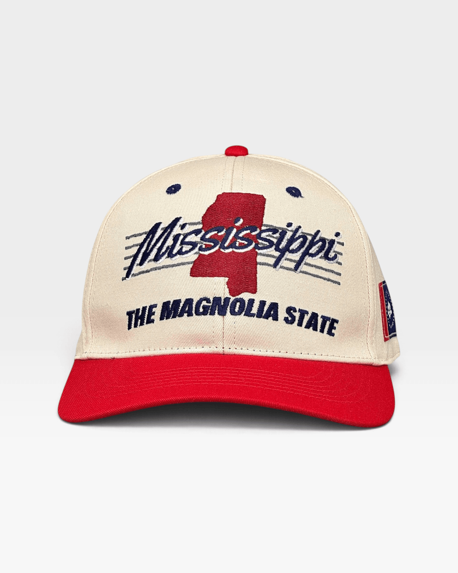 Mississippi Snapback - The Magnolia (Cream/Red) - Shells Vintage Hat Co.