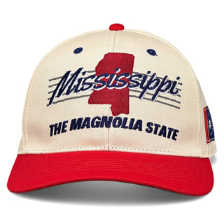 Mississippi Snapback - The Magnolia (Cream/Red) - Shells Vintage Hat Co.