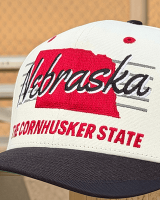 Nebraska Snapback - The Husker (Cream/Black) - Shells Vintage Hat Co.