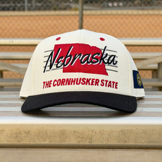 Nebraska Snapback - The Husker (Cream/Black) - Shells Vintage Hat Co.