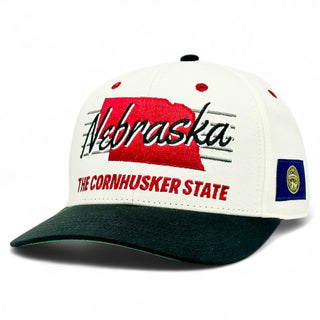 Nebraska Snapback - The Husker (Cream/Black) - Shells Vintage Hat Co.