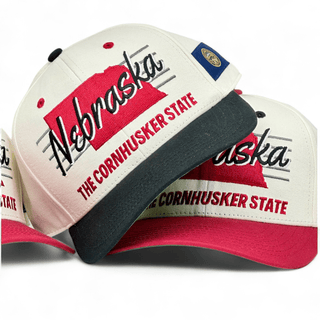 Nebraska Snapback - The Husker (Cream/Black) - Shells Vintage Hat Co.