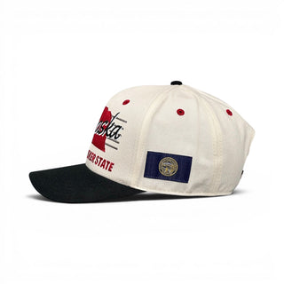 Nebraska Snapback - The Husker (Cream/Black) - Shells Vintage Hat Co.