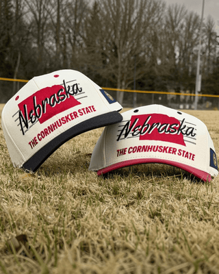 Nebraska Snapback - The Husker (Cream/Black) - Shells Vintage Hat Co.