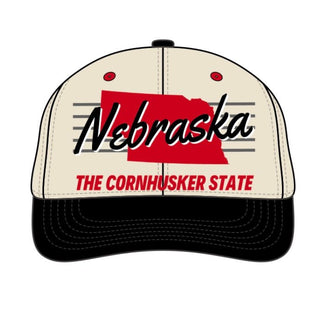 Nebraska Snapback - The Husker (Cream/Black) - Shells Vintage Hat Co.