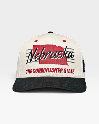 Nebraska Snapback - The Husker (Cream/Black) - Shells Vintage Hat Co.
